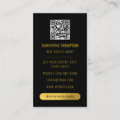 Black & Gold Berufliches Foto Real Anwesen Agent Visitenkarte (Rückseite)