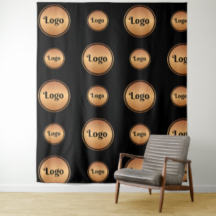 Black Gold Big Small Round Logo Step und wiederhol Wandteppich