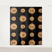 Black Gold Big Small Round Logo Step und wiederhol Wandteppich (Vorderseite)