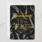 Black & Gold Birthday Invitation, 30th Birthday Ev Einladung (Vorderseite)