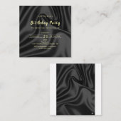 Black & Gold Birthday Invitation Begleitkarte (Vorne/Hinten)