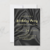 Black & Gold Birthday Invitation Einladung (Vorderseite)