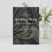 Black & Gold Birthday Invitation Einladung (Stehend Vorderseite)