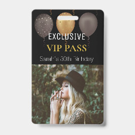 Black Gold Birthday Party Photo Custom Pass VIP Ausweis