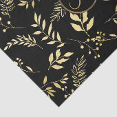 Black Gold Blätter Chic Monogram Letter Initial Seidenpapier (Ausschnitt)