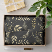 Black Gold Blätter Chic Monogram Letter Initial Seidenpapier (Geschenk)