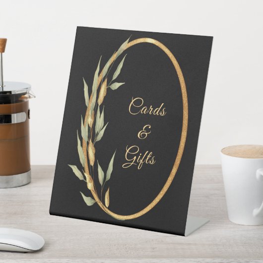 Black Gold Blätter Karten und Geschenke Fußball-Si Sockelschild (In SItu)