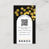 Black & Gold Blätter Moderner QR Code Visitenkarte (Rückseite)