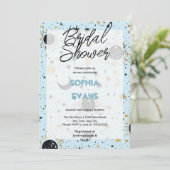 Black Gold Blue Celestial Brautparty Einladung (Stehend Vorderseite)