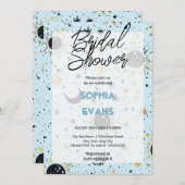 Black Gold Blue Celestial Brautparty Einladung (Vorne/Hinten)