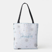 Black Gold Blue Celestial Personalisierter Name Tasche (Rückseite)