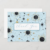 Black Gold Blue Celestial Wedding Dankeschön Karte (Vorne/Hinten)