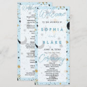 Black Gold Blue Celestial Wedding Program (Vorne/Hinten)
