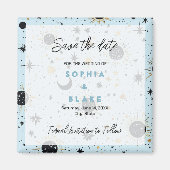 Black Gold Blue Celestial Wedding Save the Date Magnet (Vorne)