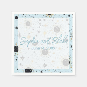 Black Gold Blue Celestial Wedding Serviette