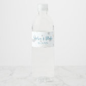 Black Gold Blue Celestial Wedding Wasserflaschenetikett (Vorderseite)