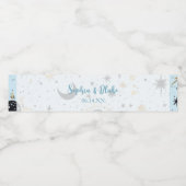 Black Gold Blue Celestial Wedding Wasserflaschenetikett (Einzelnes Label)