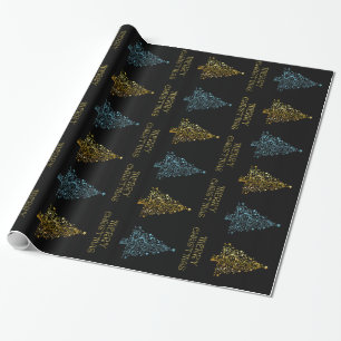 Black Gold Blue Elegante Chic Weihnachtsbaum Stern Geschenkpapier