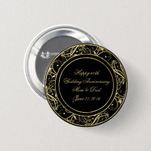 Black Gold Blüh 50. Hochzeitstag Button