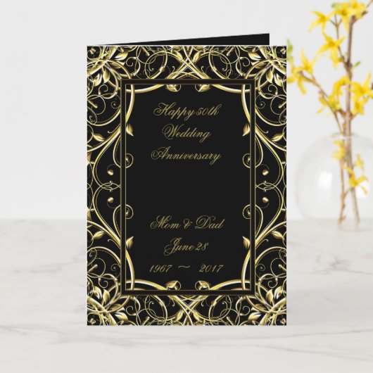 Black Gold Blüh 50. Hochzeitstag Karte (Gelbe Blume)