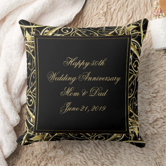 Black Gold Blüh 50. Hochzeitstag Kissen (Decke)
