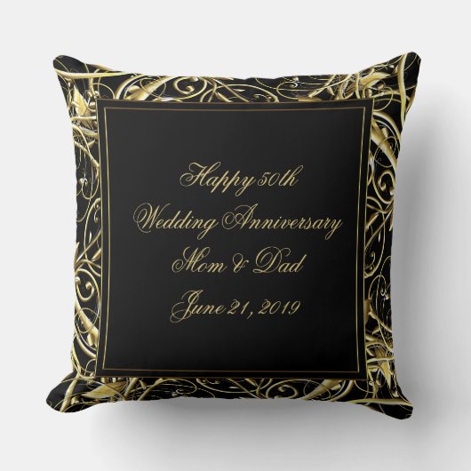 Black Gold Blüh 50. Hochzeitstag Kissen (Vorderseite)