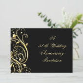 Black Gold Blüh 50 Jahre alt Einladung (Stehend Vorderseite)