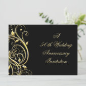 Black Gold Blüh 50 Jahre alt Einladung (Stehend Vorderseite)