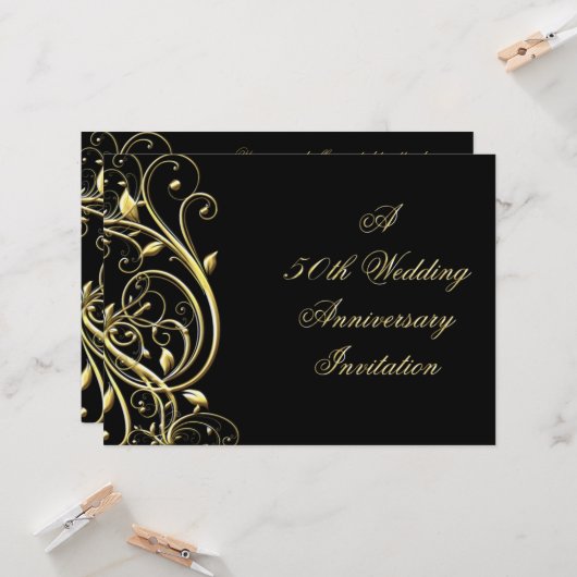 Black Gold Blüh 50 Jahre alt Einladung (Vorderseite/Rückseite Beispiel)