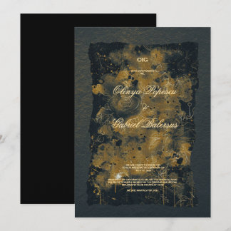 Black Gold Blume, Aquarellpapier Hochzeit Einladung
