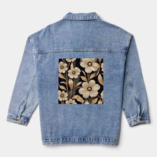 Black Gold Blume Denim Jacket Jeansjacke (Rückseite)
