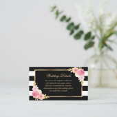 Black Gold Blush Pink Floral Wedding Details Card Begleitkarte (Stehend Vorderseite)