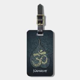 Black & Gold Bodhi Leaf OM Symbol YOGA Instructor Gepäckanhänger