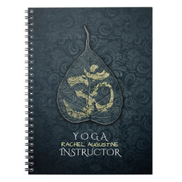 Black & Gold Bodhi Leaf OM Symbol YOGA Instructor Notizblock