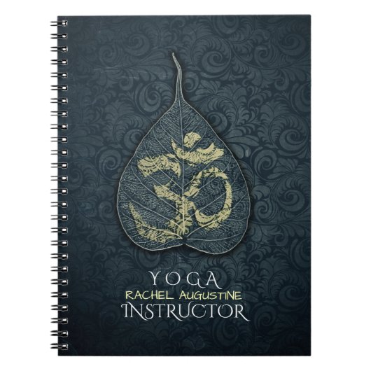 Black & Gold Bodhi Leaf OM Symbol YOGA Instructor Notizblock (Vorderseite)
