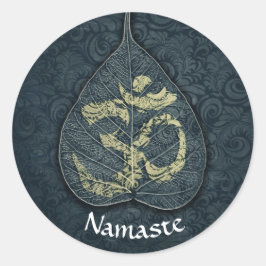 Black & Gold Bodhi Leaf OM Symbol YOGA Instructor Runder Aufkleber