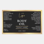 Black & Gold Body Oil 4 OZ Kosmetisches Flaschenet Rechteckiger Aufkleber (Vorderseite)