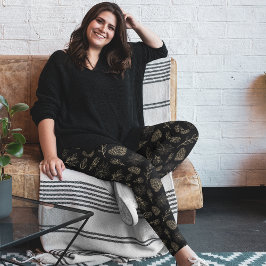 Black Gold Bohemische Weihnachts Pajama Pants Leggings