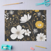 Black Gold Boho Wildblume Decoupage Seidenpapier (Basteln)