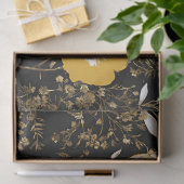 Black Gold Boho Wildblume Decoupage Seidenpapier (Geschenk)
