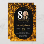 Black Gold Bokeh Foto 80. Geburtstag Einladung (Vorne/Hinten)