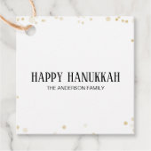 Black & Gold Bokeh Happy Hanukkah Geschenkanhänger (Vorderseite)