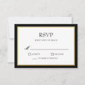 Black Gold Border Block Wedding RSVP Response Card