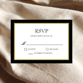 Black Gold Border Block Wedding RSVP Response Card