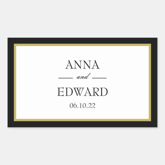 Black Gold Border Bridge Groom rechteckige Aufkleb Rechteckiger Aufkleber (Vorderseite)