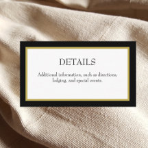 Black Gold Border Wedding Details - Eintrittskarte