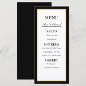 Black Gold Border Wedding Menu Karte (Vorne/Hinten)