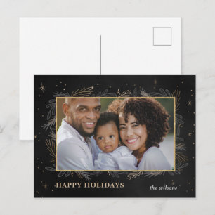 Black Gold Botanical Foto Holiday PostCard Feiertagspostkarte
