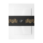black & gold botanical frame monogram wedding einladungsbanderole (Vorderseite Beispiel)