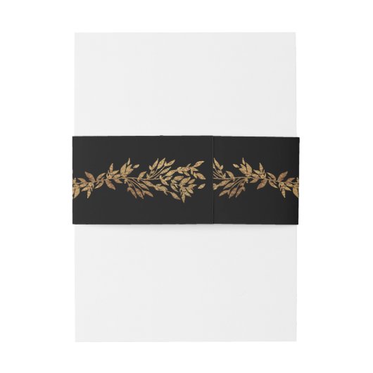 black & gold botanical frame monogram wedding einladungsbanderole (Rückseitenbeispiel)